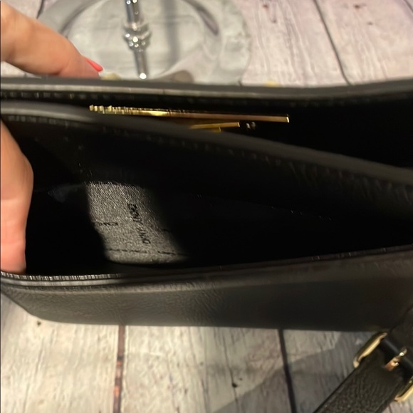 DKNY Black Leather Crossbody Bag with Gold Accents - Picture 7 of 8